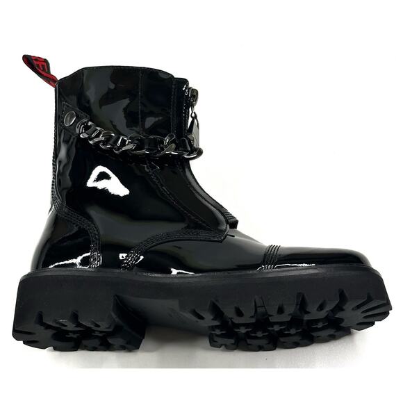Zadig & Voltaire Joe Cecilia Black Patent Leather Chain Boots Womens EU 38/US 7 - Picture 9 of 14